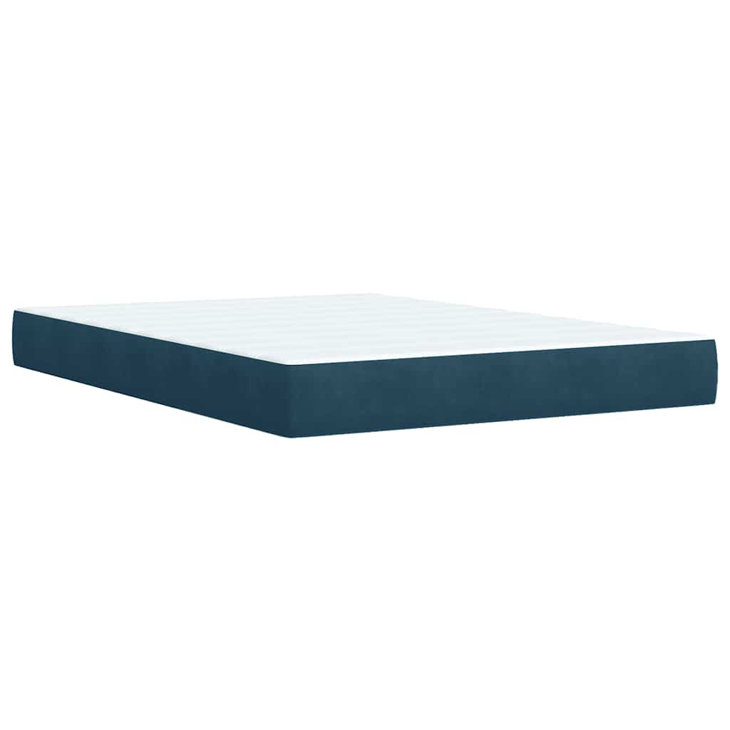 Boxspringbett mit Matratze Blau 140x190 cm Samt