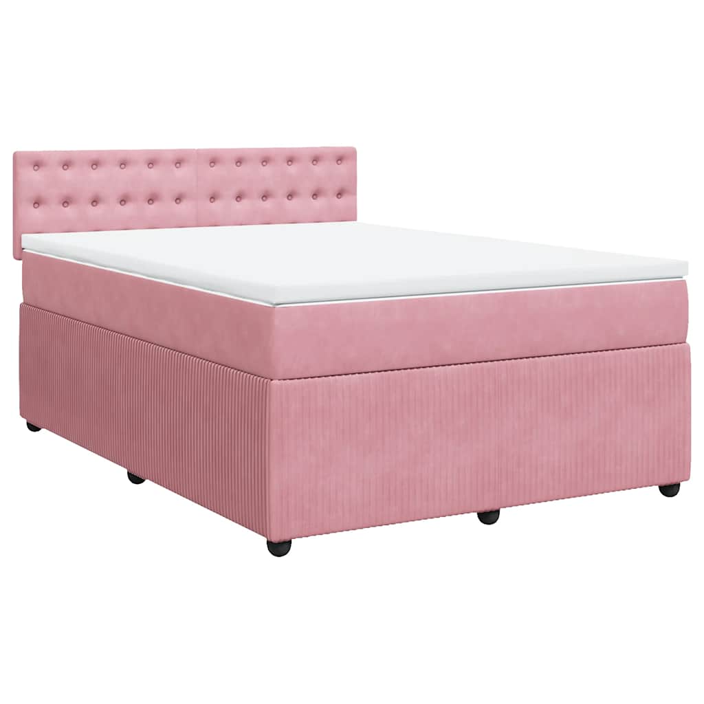 Boxspringbett mit Matratze Rosa 140x190 cm Samt