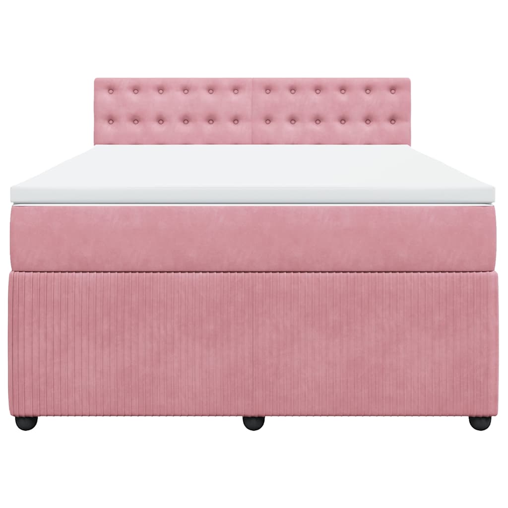 Boxspringbett mit Matratze Rosa 140x190 cm Samt