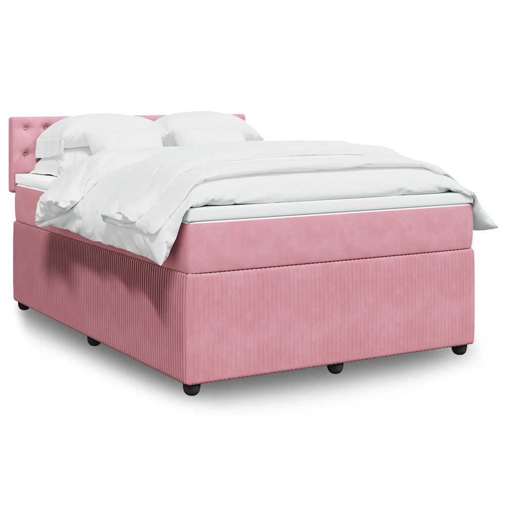 Boxspringbett mit Matratze Rosa 140x190 cm Samt