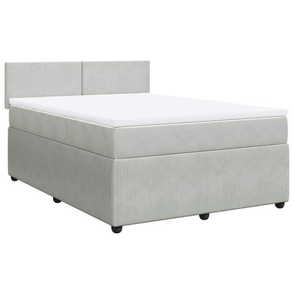 Boxspringbett mit Matratze Hellgrau 140x200 cm Samt