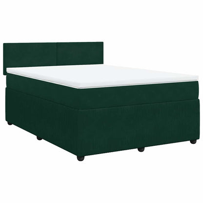 Boxspringbett mit Matratze Dunkelgrün 140x200 cm Samt