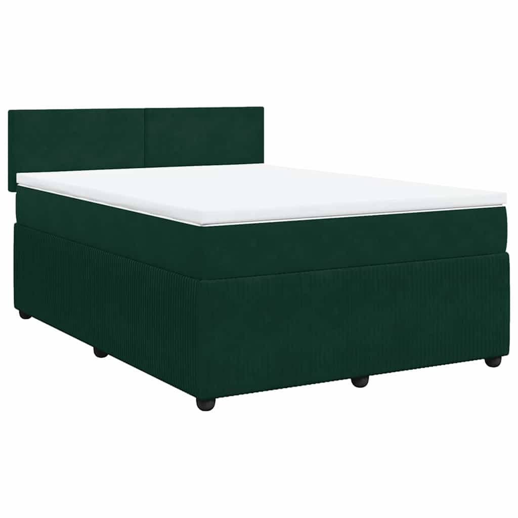 Boxspringbett mit Matratze Dunkelgrün 140x200 cm Samt