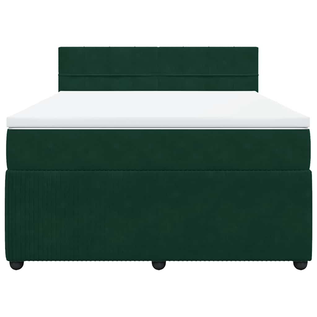 Boxspringbett mit Matratze Dunkelgrün 140x200 cm Samt