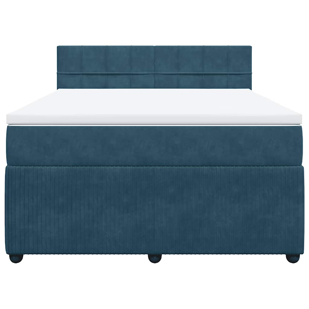 Boxspringbett mit Matratze Blau 140x200 cm Samt