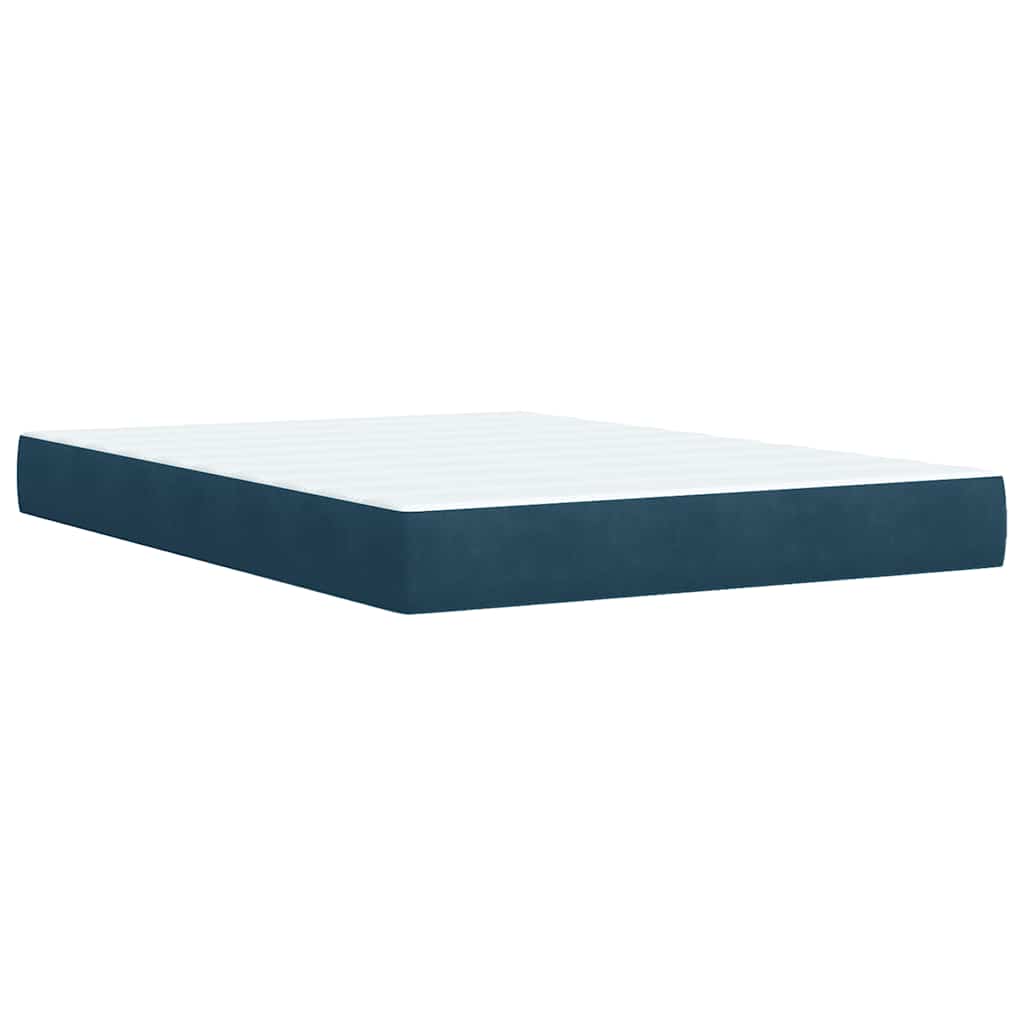 Boxspringbett mit Matratze Blau 140x200 cm Samt