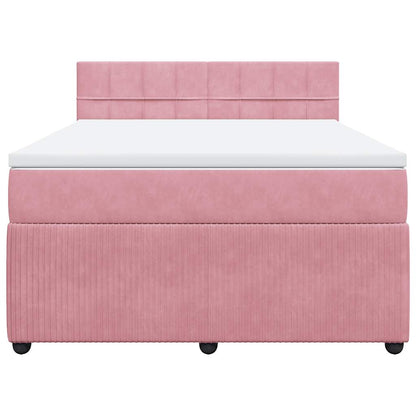 Boxspringbett mit Matratze Rosa 140x200 cm Samt