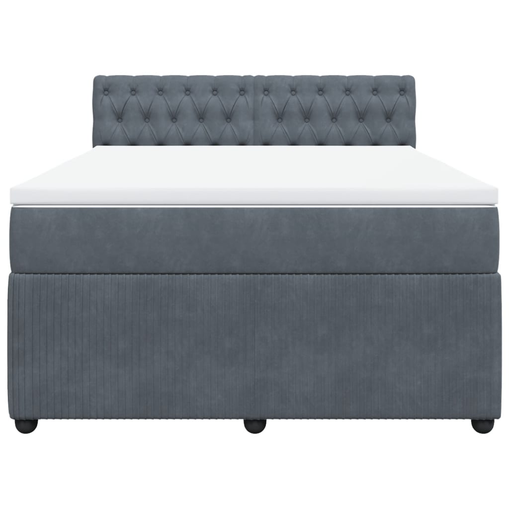 Boxspringbett mit Matratze Dunkelgrau 140x200 cm Samt