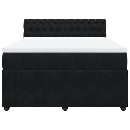 Boxspringbett mit Matratze Schwarz 140x200 cm Samt