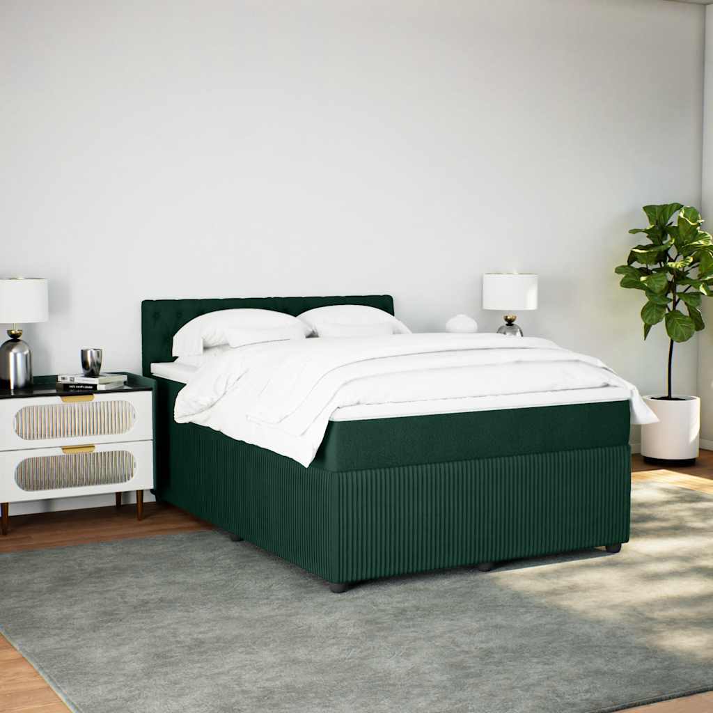 Boxspringbett mit Matratze Dunkelgrün 140x200 cm Samt
