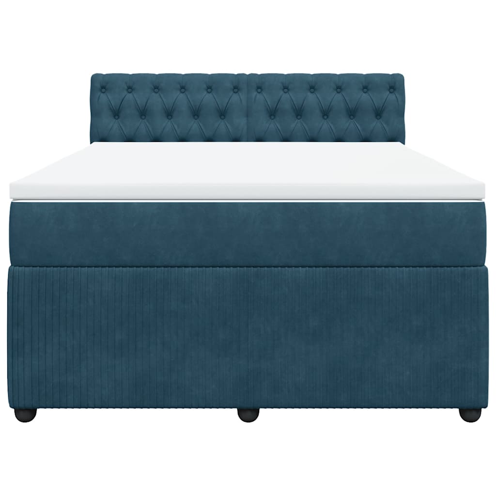 Boxspringbett mit Matratze Blau 140x200 cm Samt