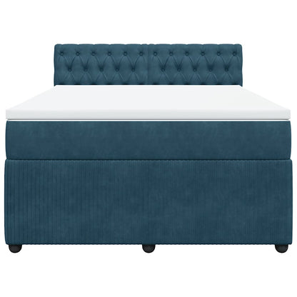 Boxspringbett mit Matratze Blau 140x200 cm Samt