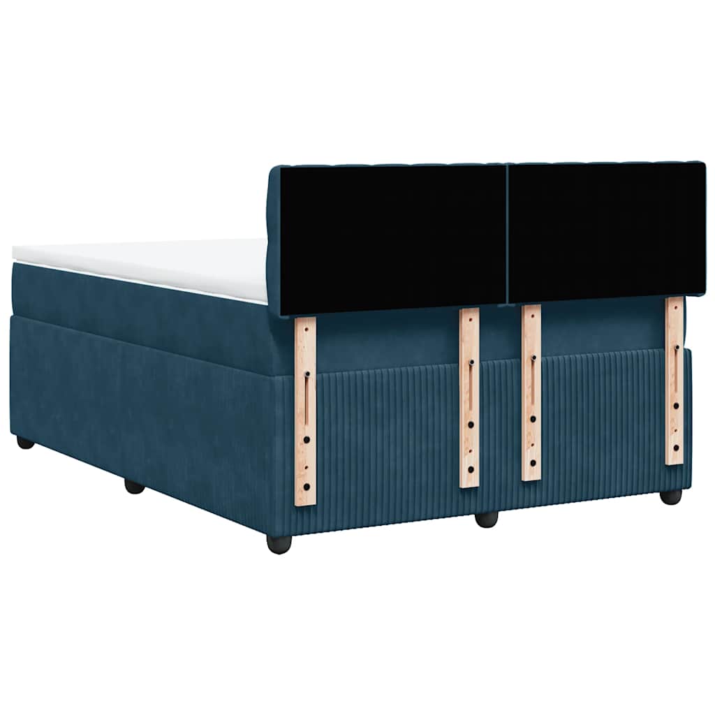 Boxspringbett mit Matratze Blau 140x200 cm Samt