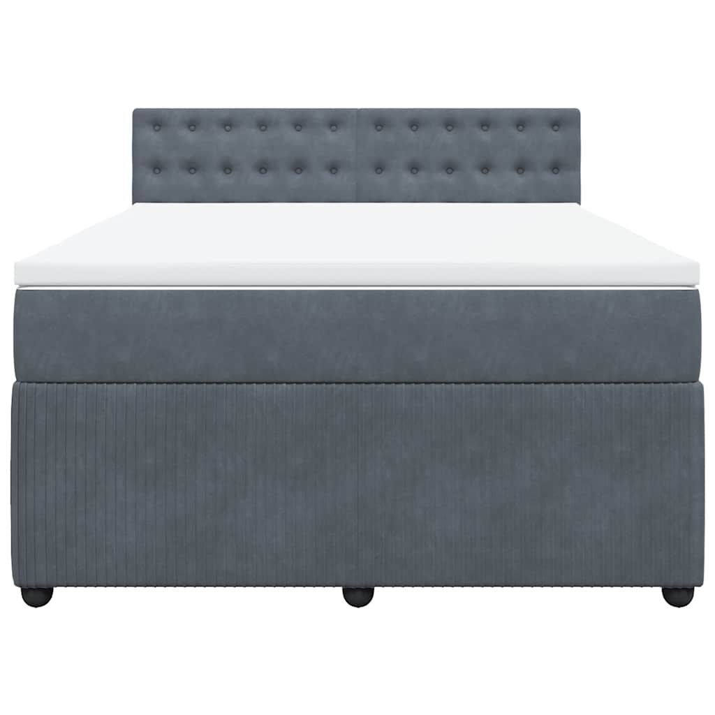 Boxspringbett mit Matratze Dunkelgrau 140x200 cm Samt