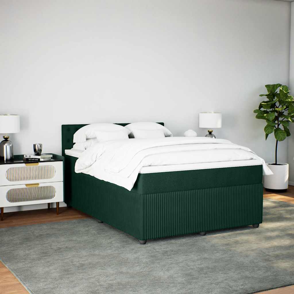 Boxspringbett mit Matratze Dunkelgrün 140x200 cm Samt
