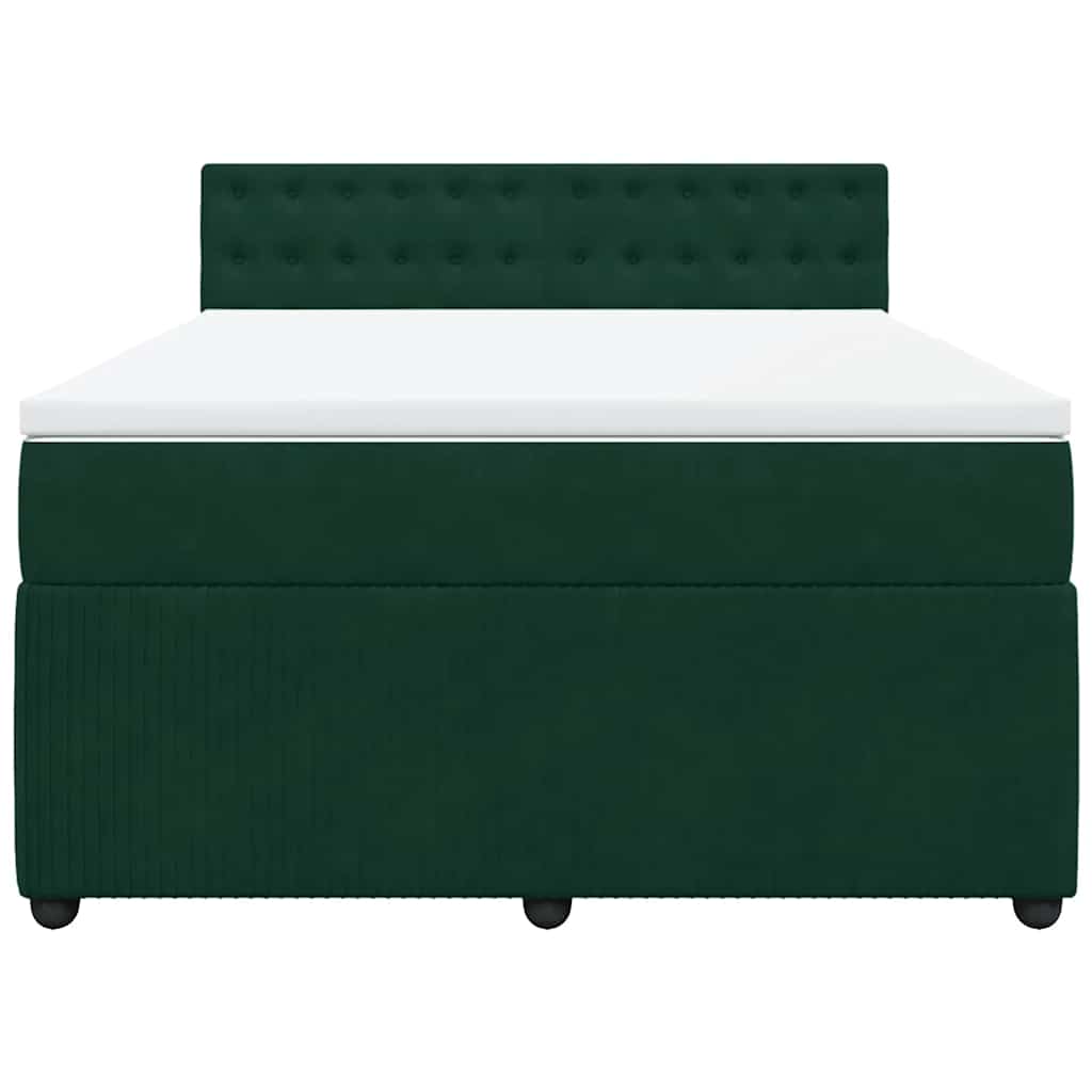 Boxspringbett mit Matratze Dunkelgrün 140x200 cm Samt