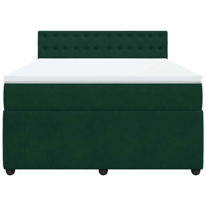 Boxspringbett mit Matratze Dunkelgrün 140x200 cm Samt