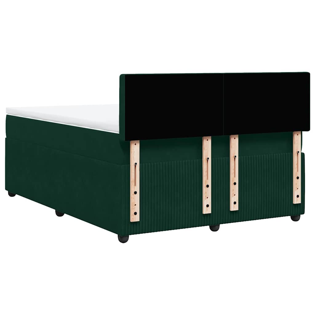Boxspringbett mit Matratze Dunkelgrün 140x200 cm Samt