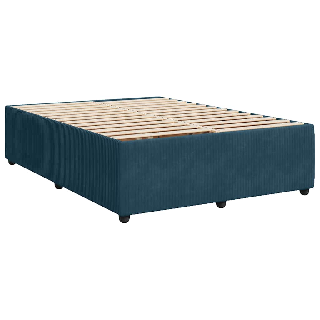 Boxspringbett mit Matratze Blau 140x200 cm Samt
