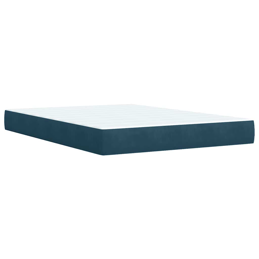 Boxspringbett mit Matratze Blau 140x200 cm Samt