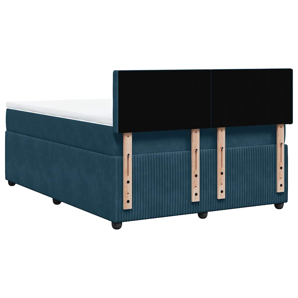 Boxspringbett mit Matratze Blau 140x200 cm Samt