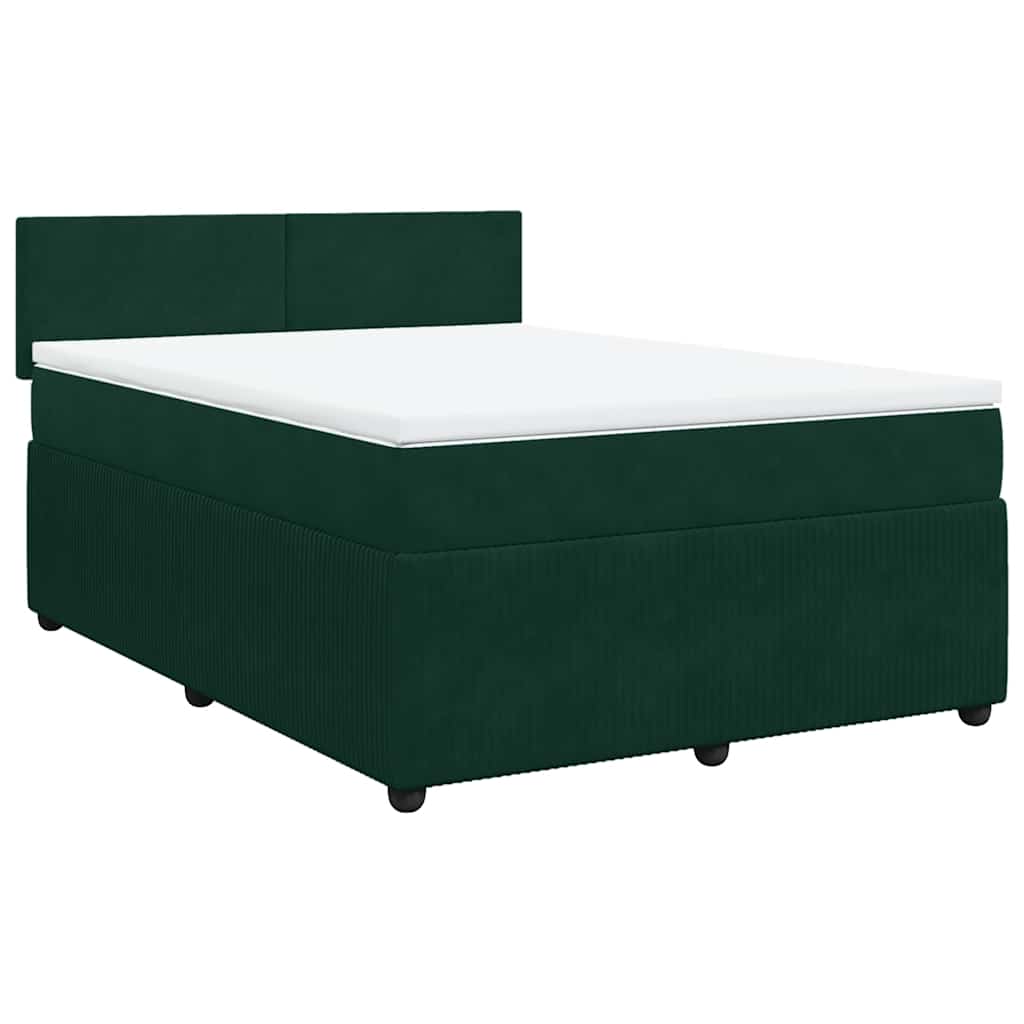 Boxspringbett mit Matratze Dunkelgrün 160x200 cm Samt