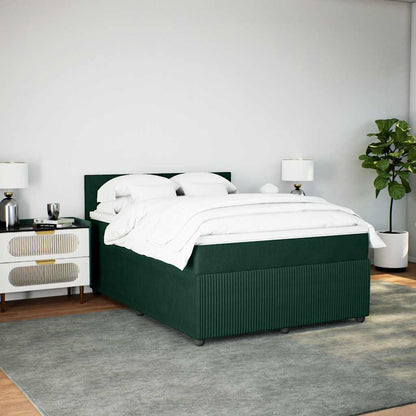Boxspringbett mit Matratze Dunkelgrün 160x200 cm Samt