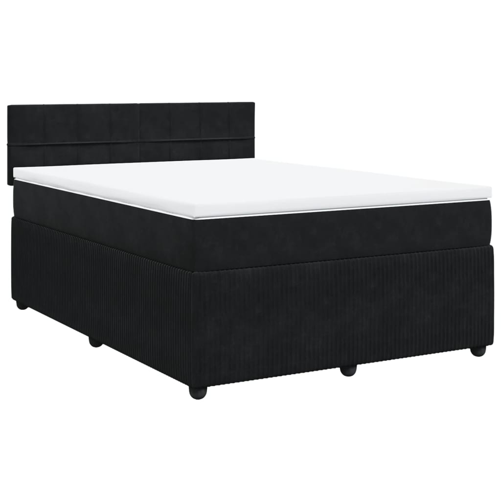 Box spring bed with mattress black 160x200 cm velvet