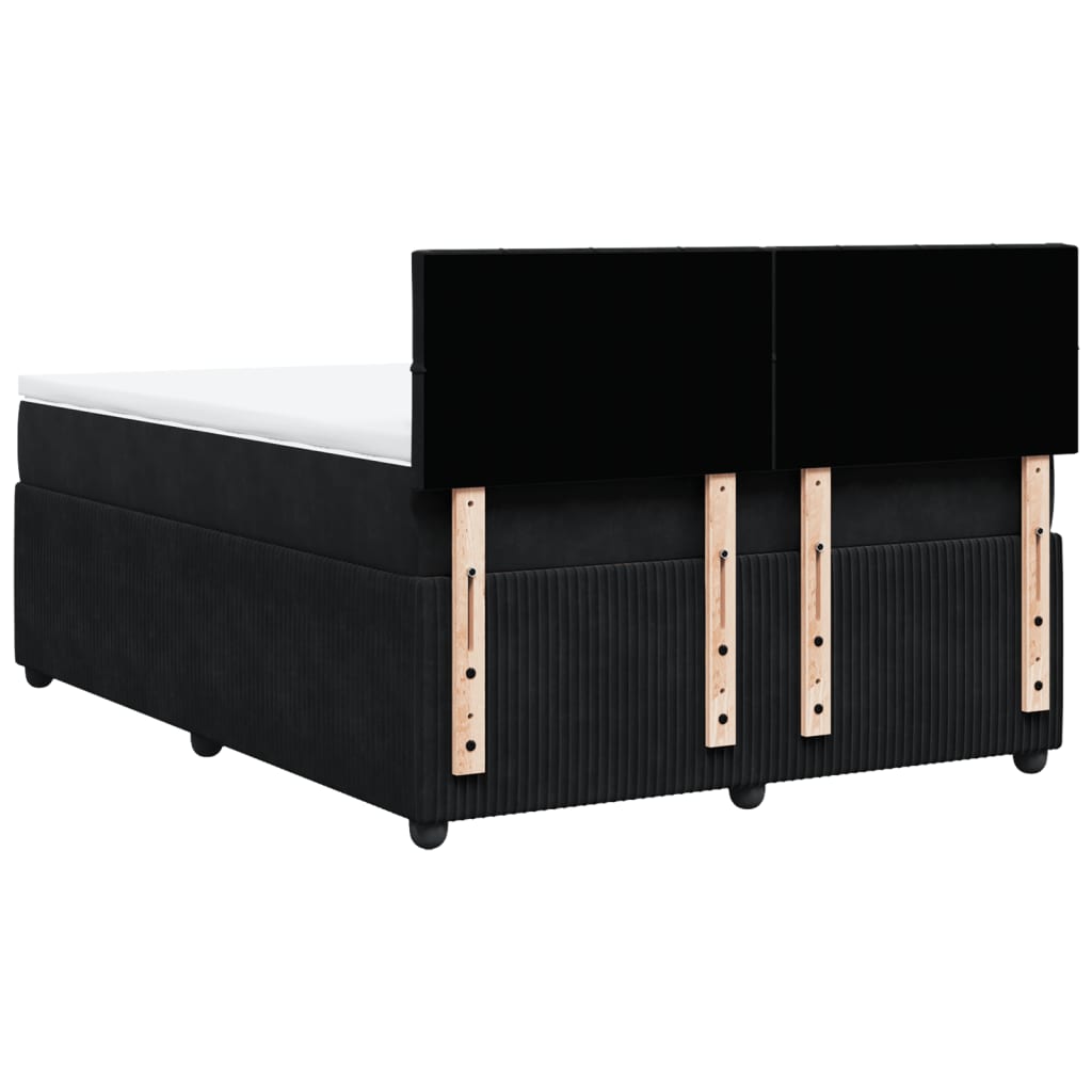 Box spring bed with mattress black 160x200 cm velvet