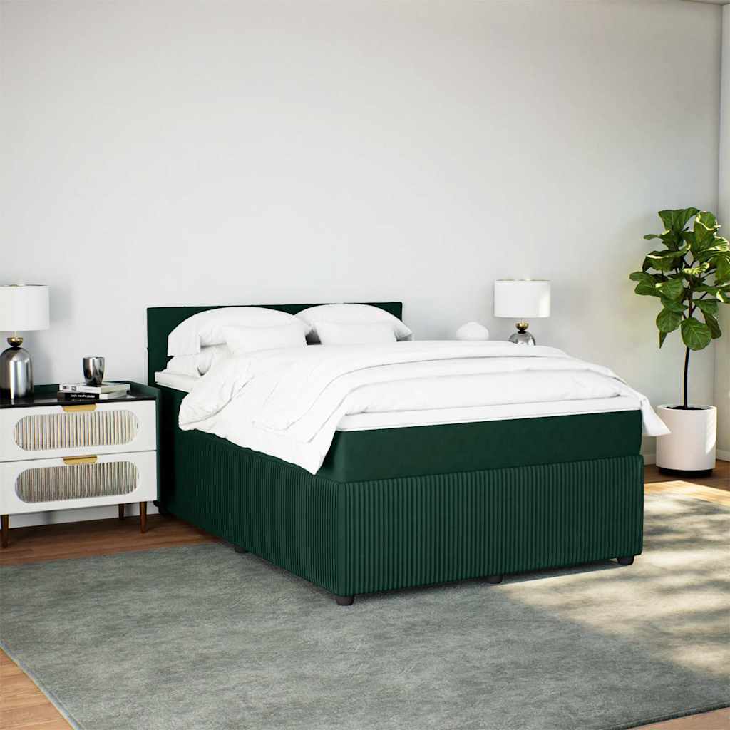 Boxspringbett mit Matratze Dunkelgrün 160x200 cm Samt