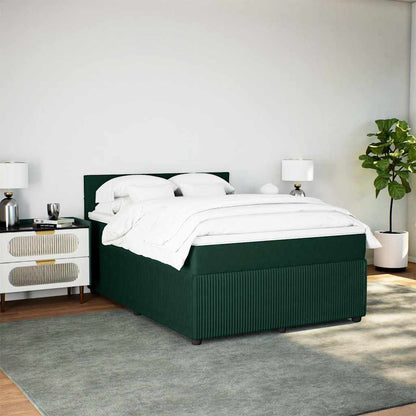 Boxspringbett mit Matratze Dunkelgrün 160x200 cm Samt