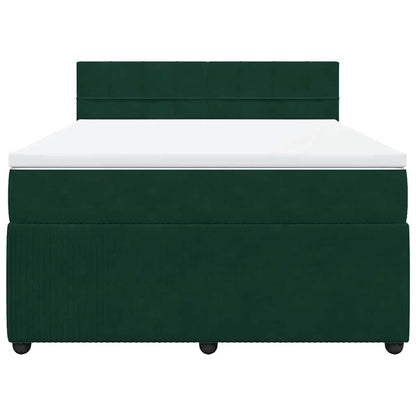 Boxspringbett mit Matratze Dunkelgrün 160x200 cm Samt