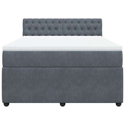 Boxspringbett mit Matratze Dunkelgrau 160x200 cm Samt