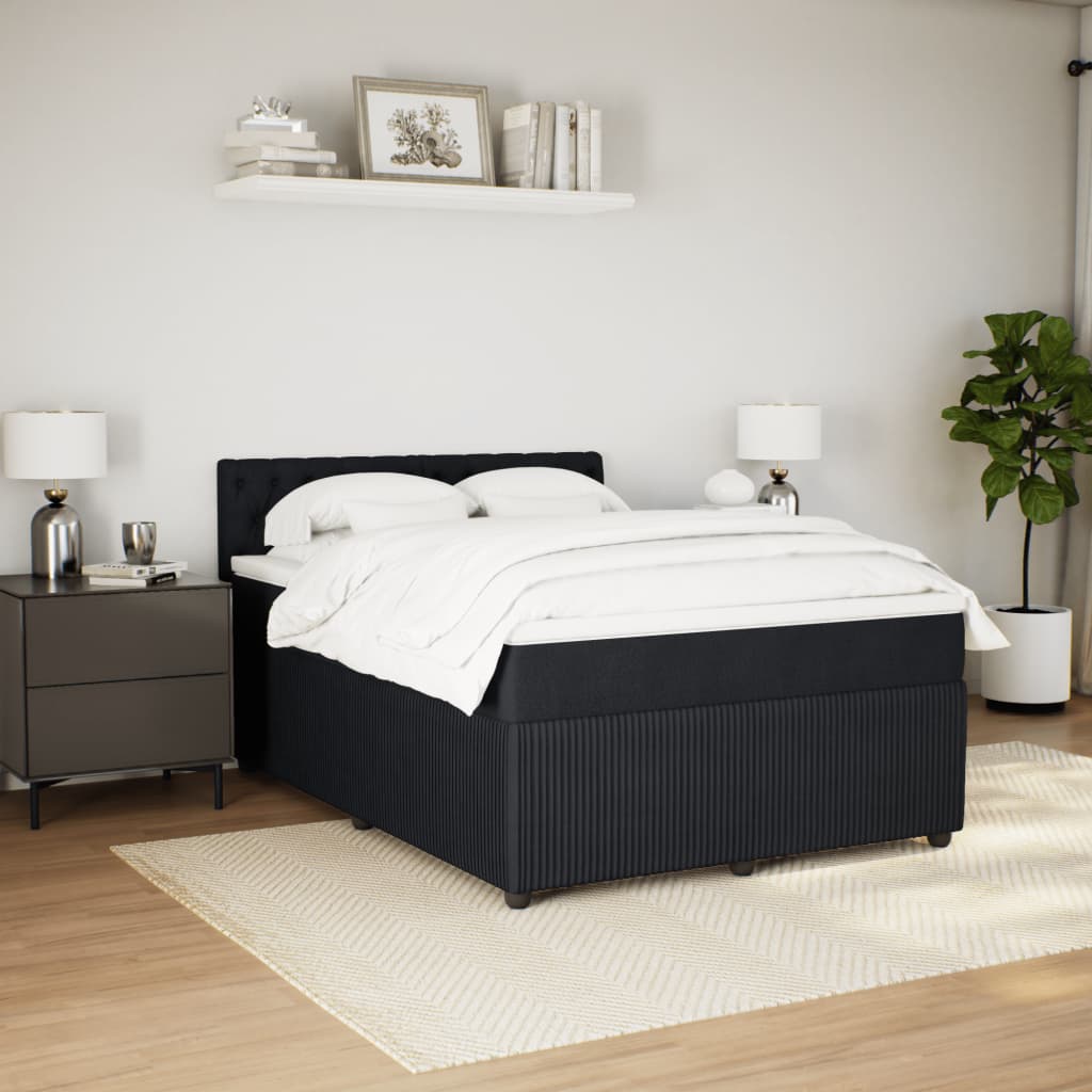 Box spring bed with mattress black 160x200 cm velvet