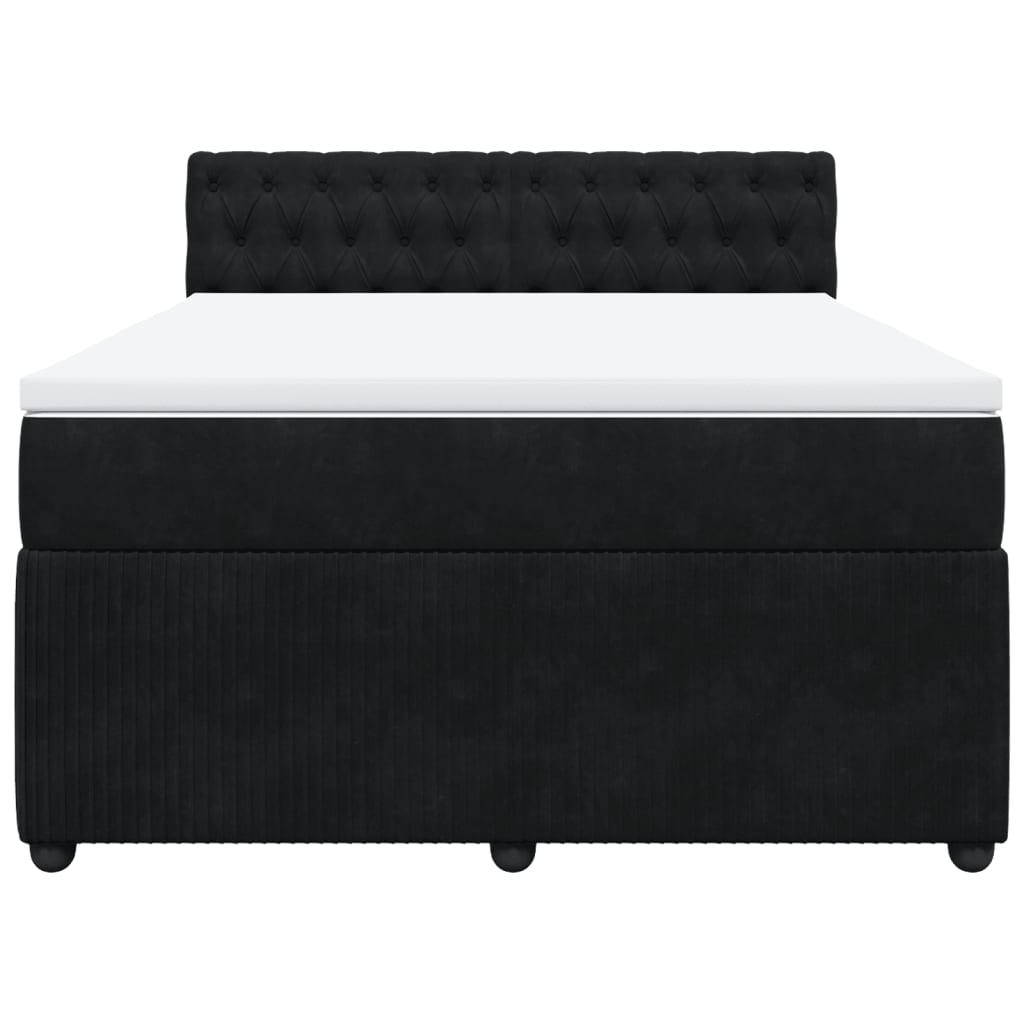 Box spring bed with mattress black 160x200 cm velvet