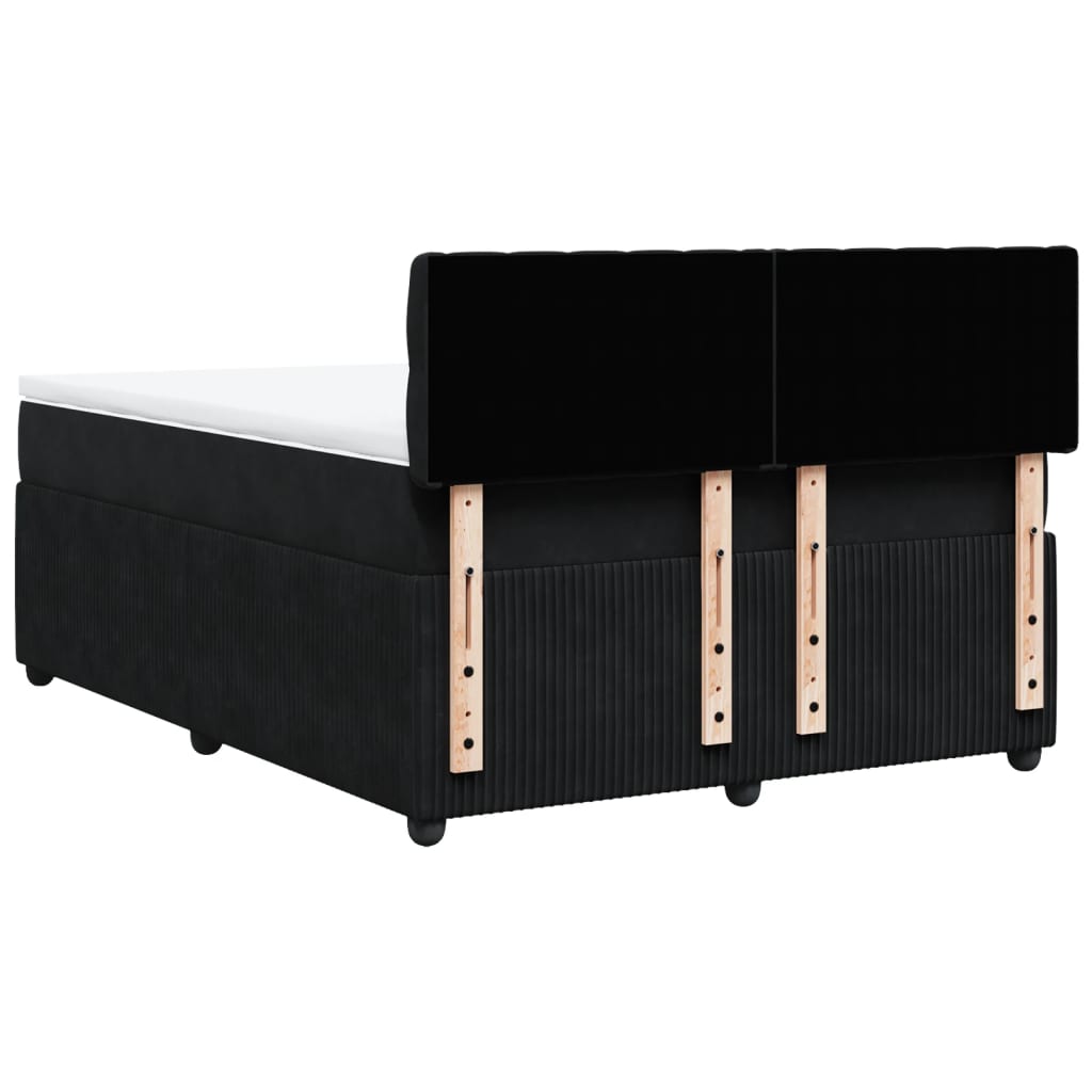Box spring bed with mattress black 160x200 cm velvet