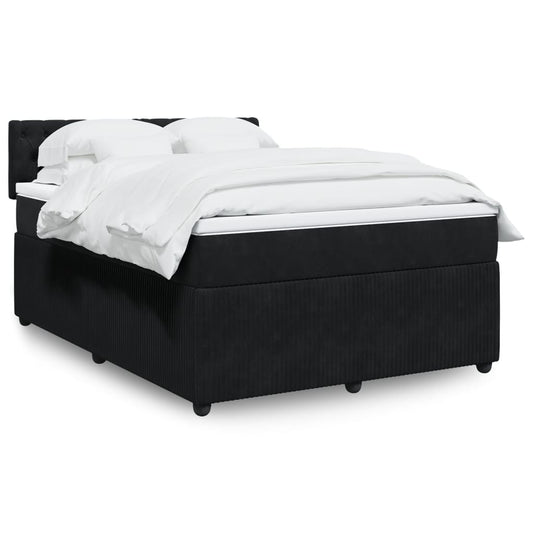 Box spring bed with mattress black 160x200 cm velvet