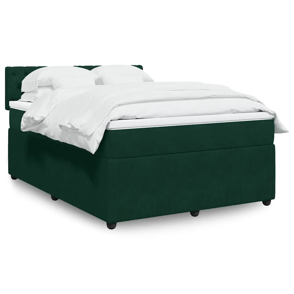 Boxspringbett mit Matratze Dunkelgrün 160x200 cm Samt