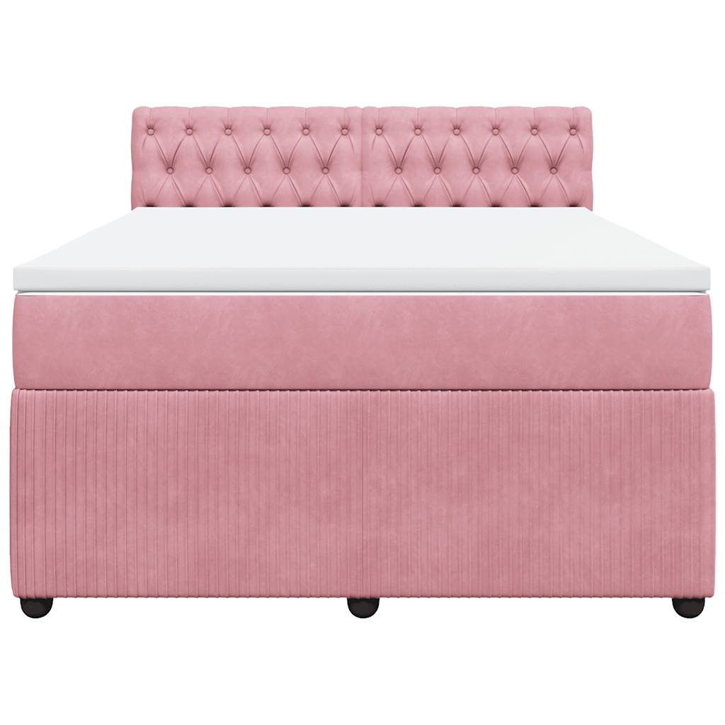 Boxspringbett mit Matratze Rosa 160x200 cm Samt