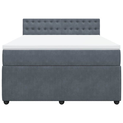 Boxspringbett mit Matratze Dunkelgrau 160x200 cm Samt