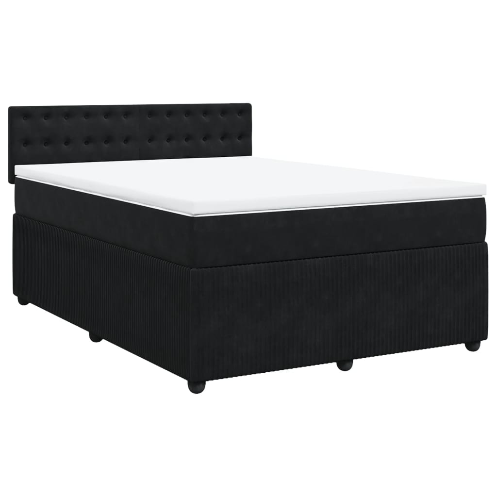 Box spring bed with mattress black 160x200 cm velvet