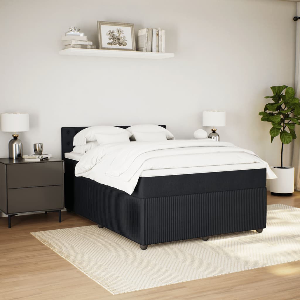 Box spring bed with mattress black 160x200 cm velvet