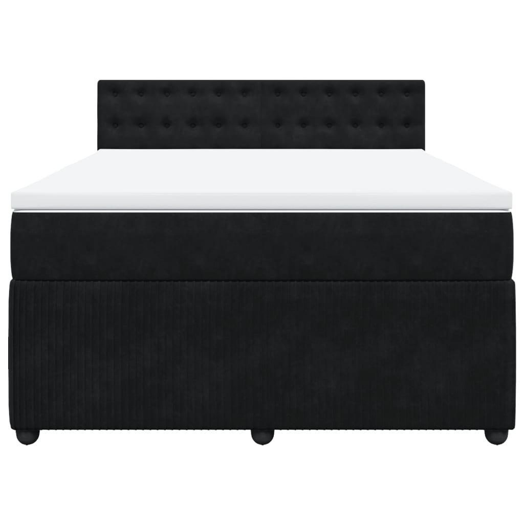 Box spring bed with mattress black 160x200 cm velvet
