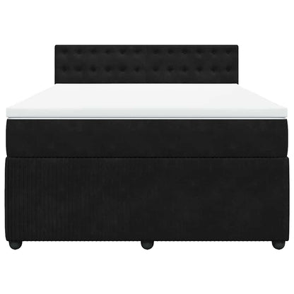 Boxspringbett mit Matratze Schwarz 160x200 cm Samt