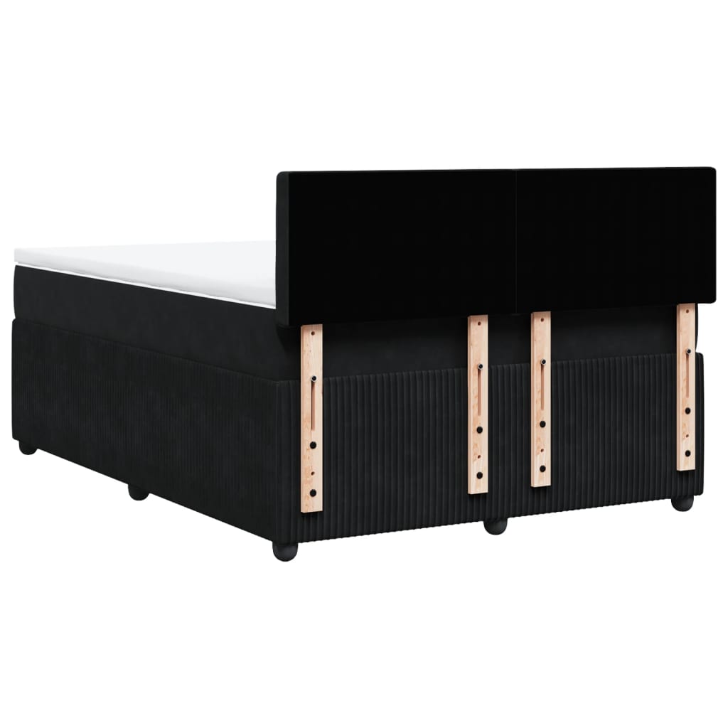 Box spring bed with mattress black 160x200 cm velvet