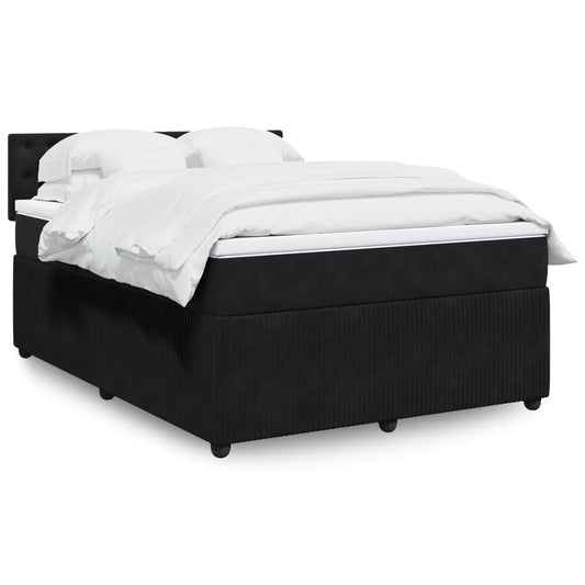Box spring bed with mattress black 160x200 cm velvet