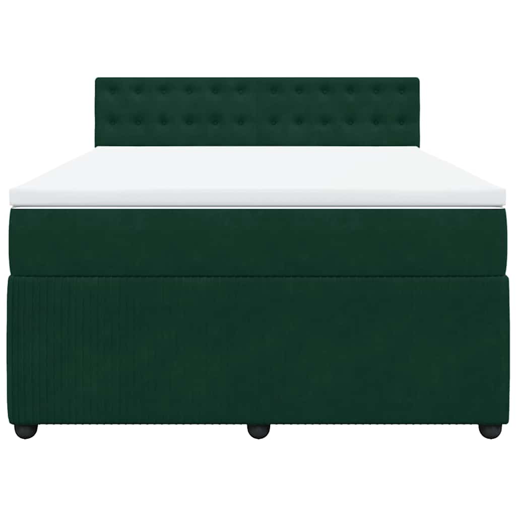 Boxspringbett mit Matratze Dunkelgrün 160x200 cm Samt