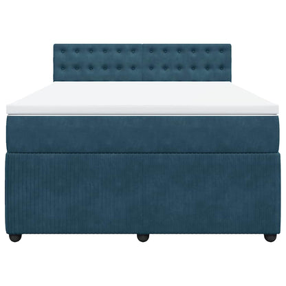 Boxspringbett mit Matratze Blau 160x200 cm Samt