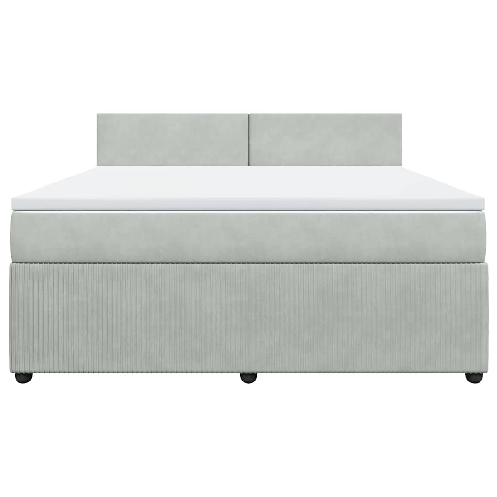 Boxspringbett mit Matratze Hellgrau 180x200 cm Samt