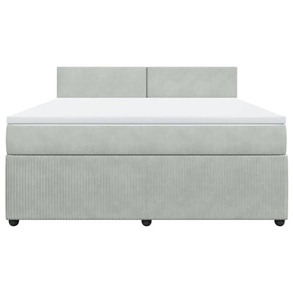 Boxspringbett mit Matratze Hellgrau 180x200 cm Samt